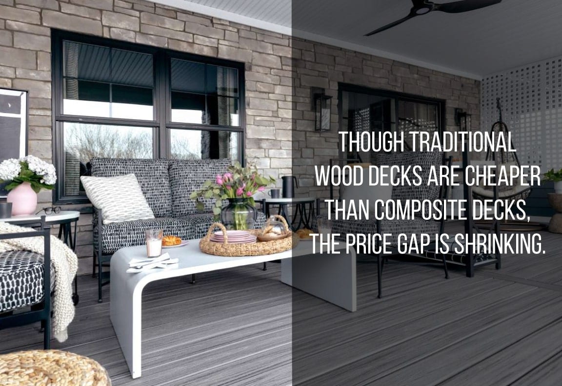 composite decks are more expensive than treated lumber
