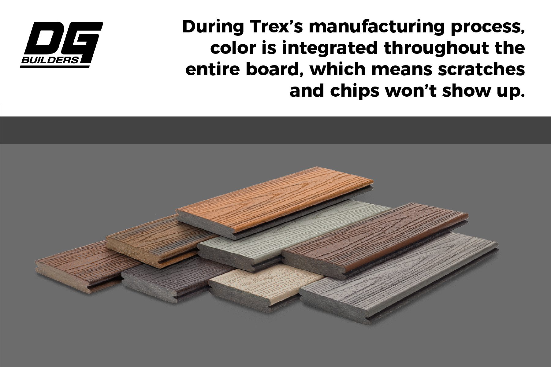 Trex composite decking is colored the whole way through