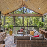 Screened porch outdoor living in Greer SC with TimberTech decking