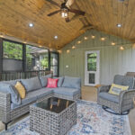 Screened porch outdoor living in Greer SC with TimberTech decking
